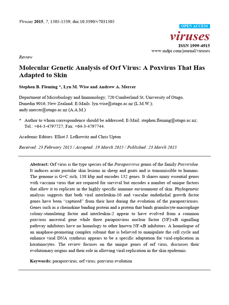 Molecular Genetic Analysis of Orf Virus | PDF | Apoptosis | Nf κb