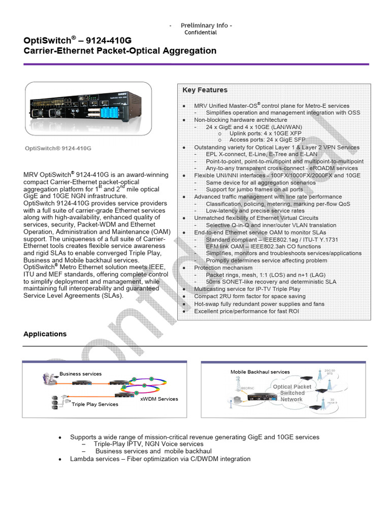 OS9124-410G-DS Preliminary | PDF | Wavelength Division Multiplexing ...