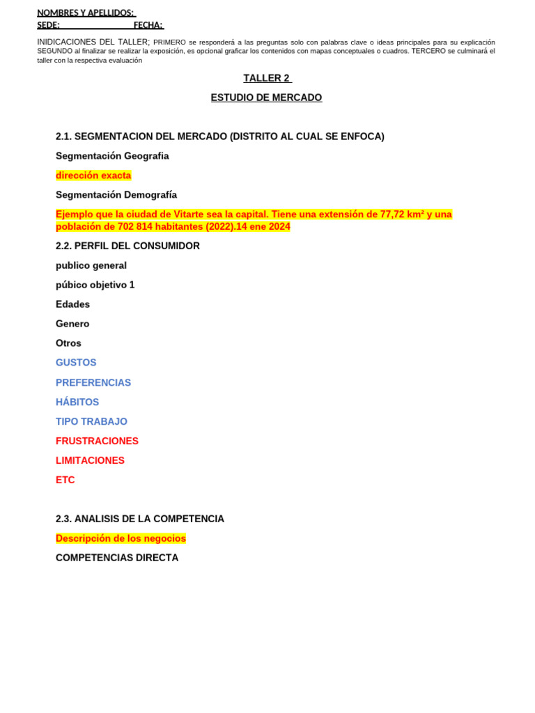 Taller 2 Estudio de Mercado | PDF