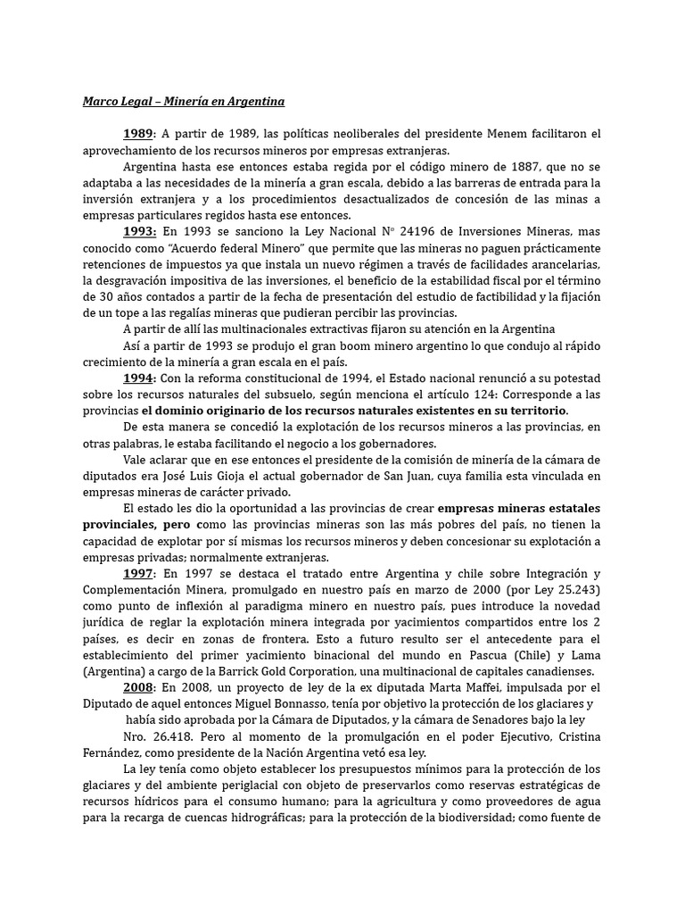 Marco Legal de la Minería en Argentina | PDF | Agua | Minería