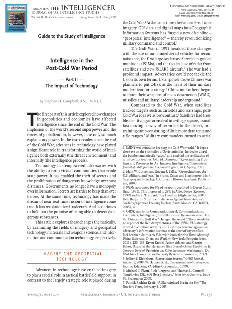 Technology's Impact on Post-Cold War Intelligence | PDF | Unmanned ...