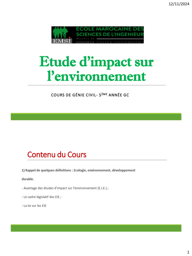 Étude d'Impact sur l'Environnement EIE | PDF | Étude d'impact ...
