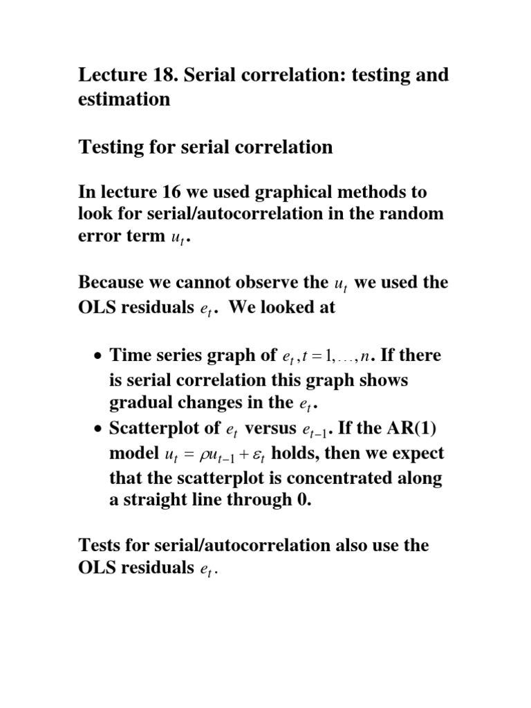 Models, Testing, And Correction Of Serial Correlation – FDDC
