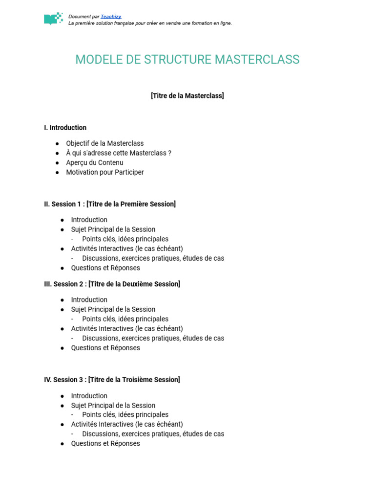 Masterclass : Créer une Formation en Ligne | PDF