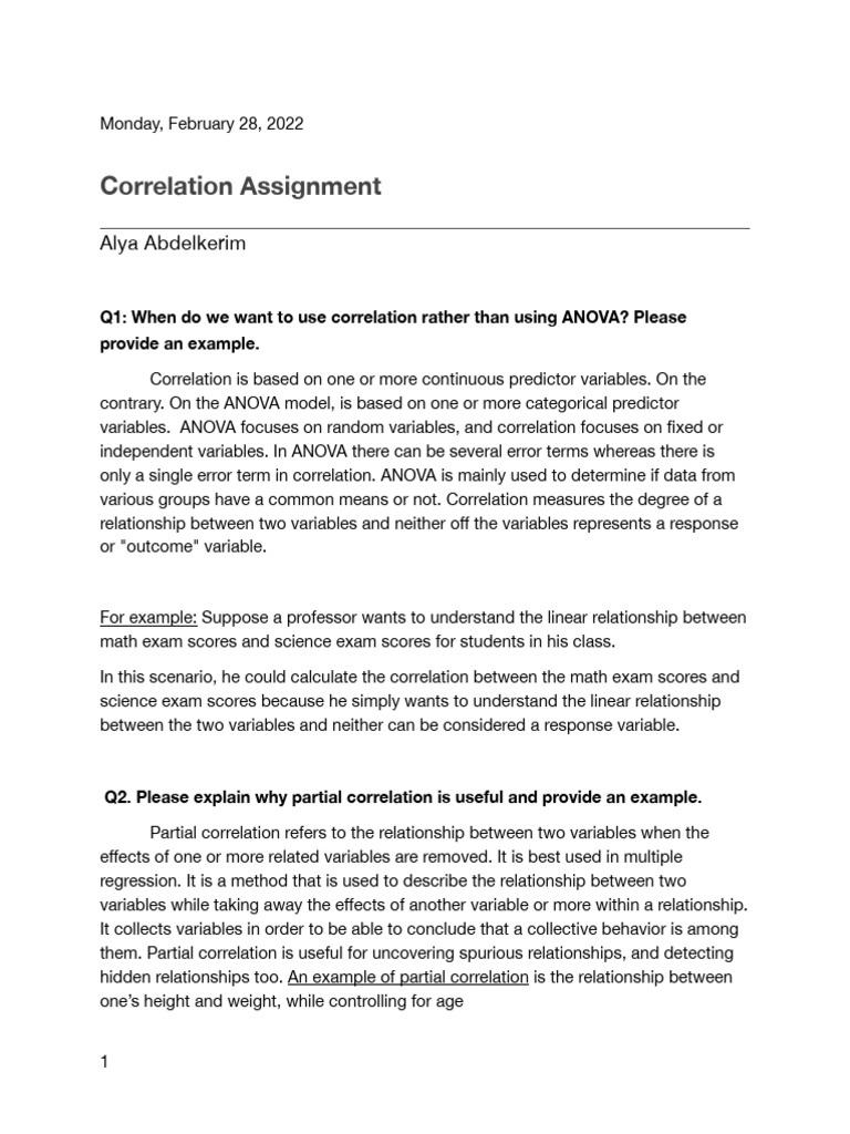 Correlation vs. ANOVA Explained | PDF