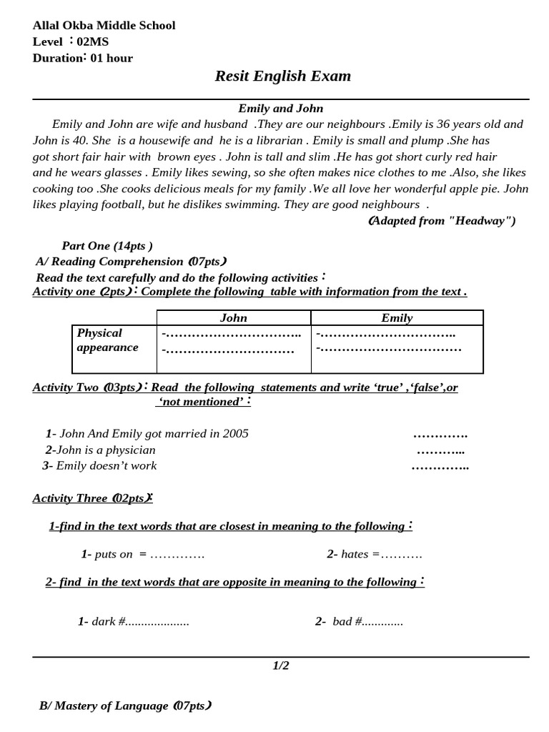 Resit Exam2MS | PDF | Grammatical Tense | Word