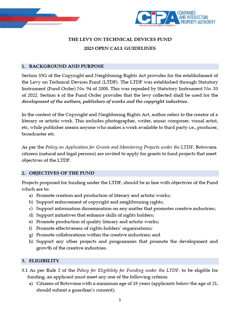 LTDF Open Call Guidelines | PDF | Copyright | Civil Law (Common Law)