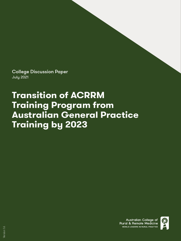 ACRRM Training Program Transition 2023 | PDF | Health Care | Medicine