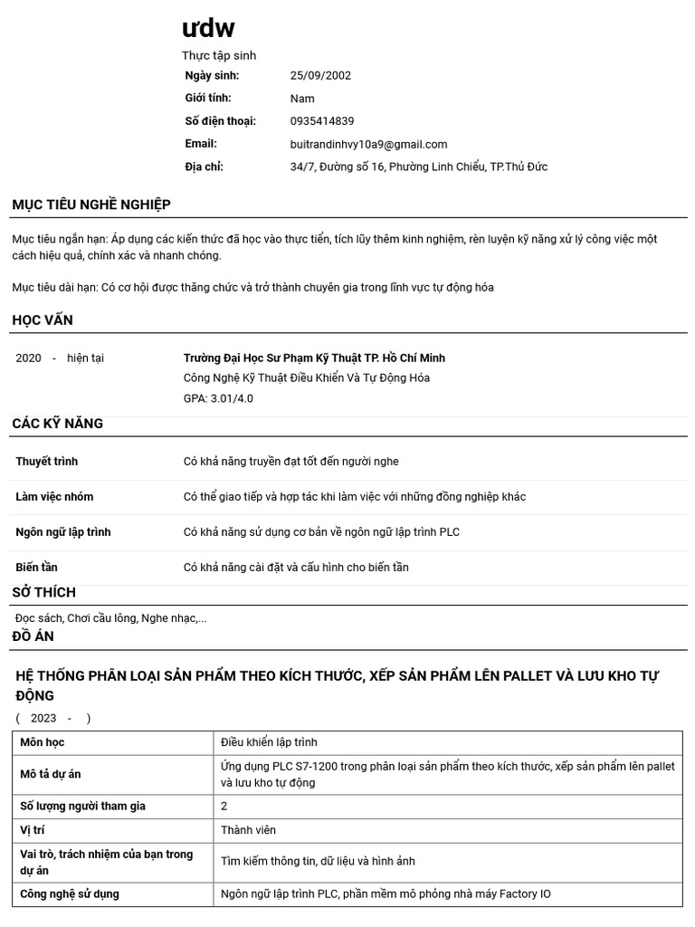 CV Ưdw - CV - NEW-TopCV - VN | PDF