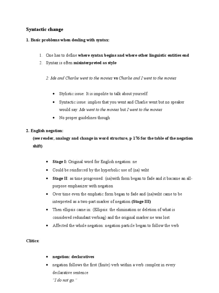 Syntactic Change Summary | PDF | English Grammar | Syntax