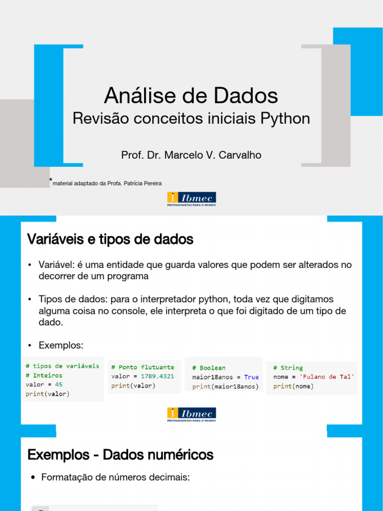 Fundamentos de Python: Variáveis e Estruturas | PDF | Parâmetro ...