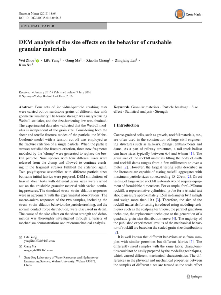 Zhou Et Al. - 2016 - DEM Analysis of The Size Effects On The Behavior o ...