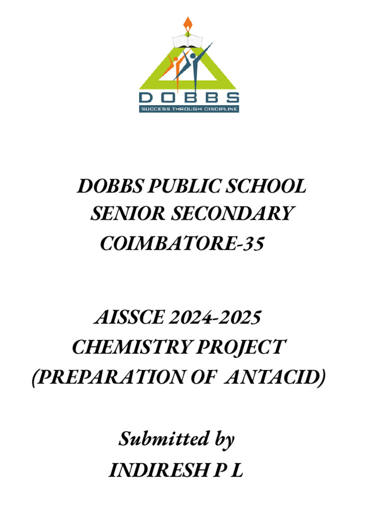 Antacid Preparation Project Report | PDF | Acid | Chemistry