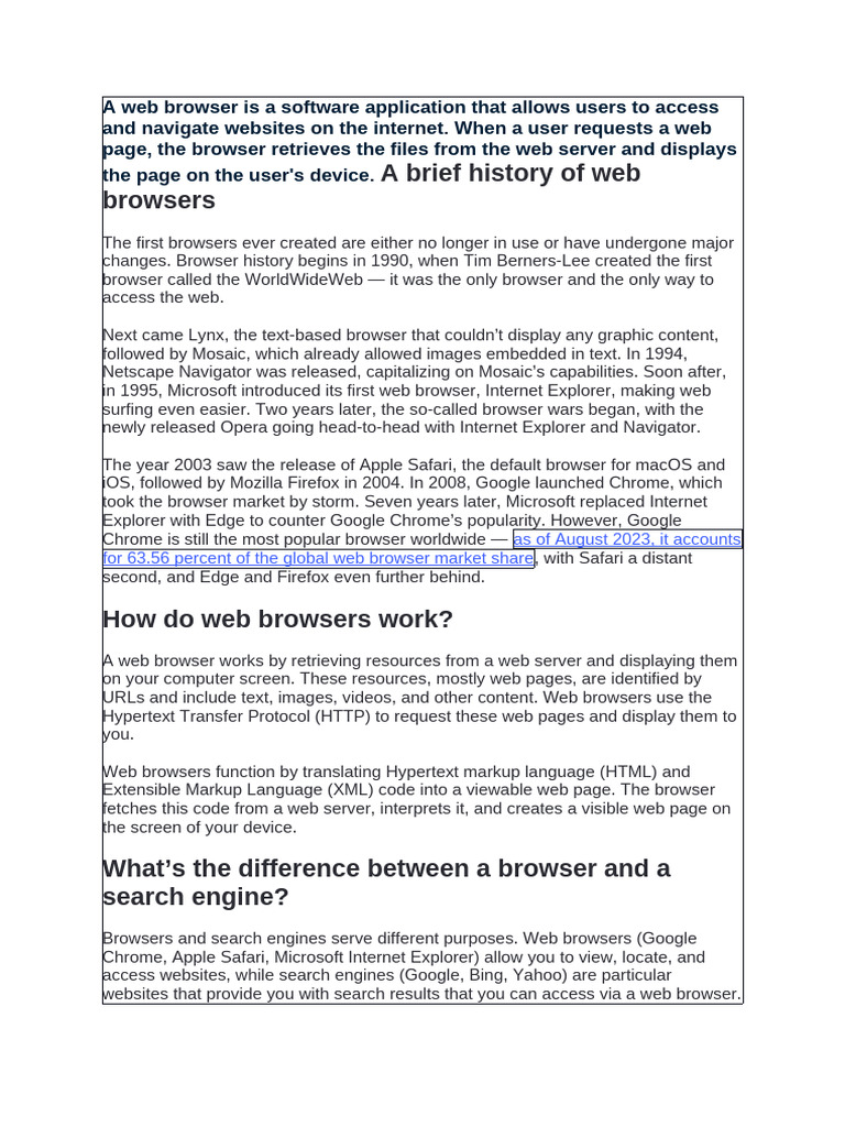 Understanding Web Browsers: History & Types | PDF | World Wide Web ...