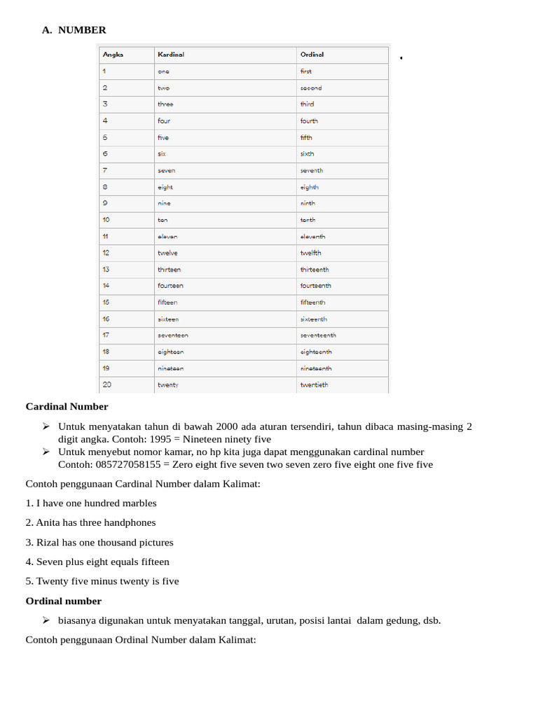 Angka dan Waktu dalam Bahasa Inggris | PDF