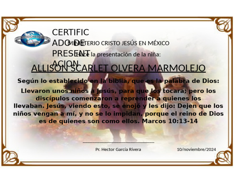 certificado de presentacion 2 | PDF