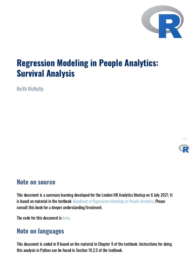R Survival Analysis in People Analytics | PDF | Regression Analysis ...