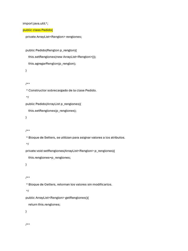 Clases Java para Gestión de Pedidos | PDF | Java (lenguaje de ...