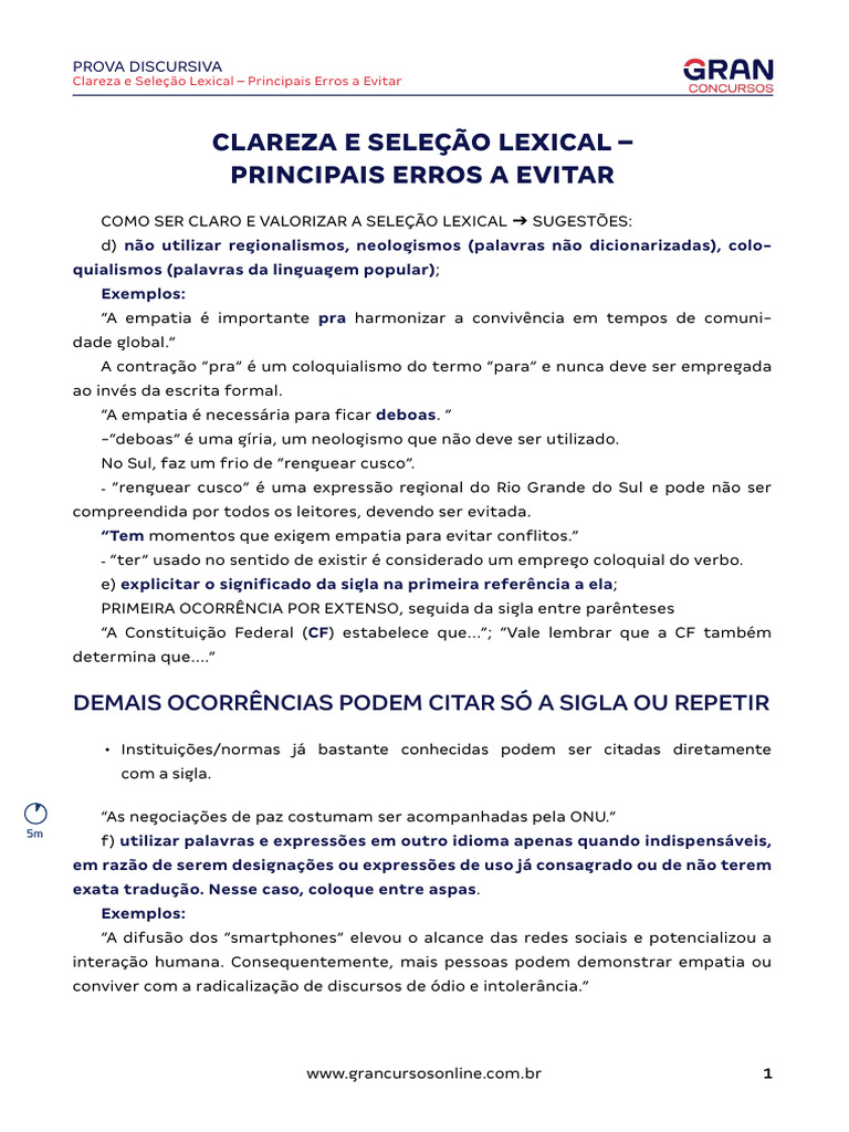 Clareza e Seleção Lexical | PDF | Gramática | Linguística