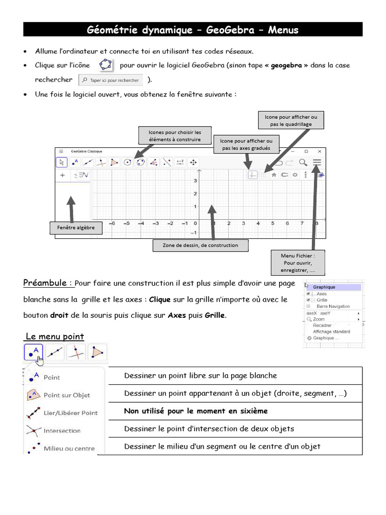 Introduction à GeoGebra : Menus et Outils | PDF | Cercle | Droite ...