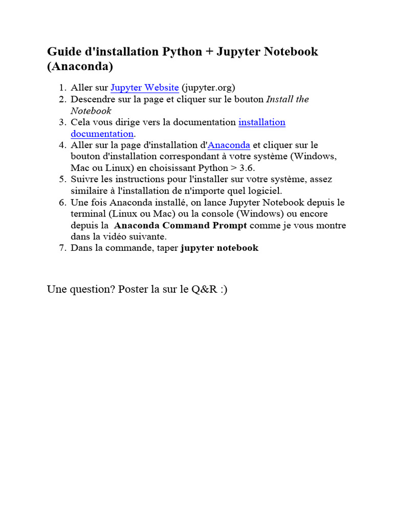 Installation de Python et Jupyter Notebook | PDF