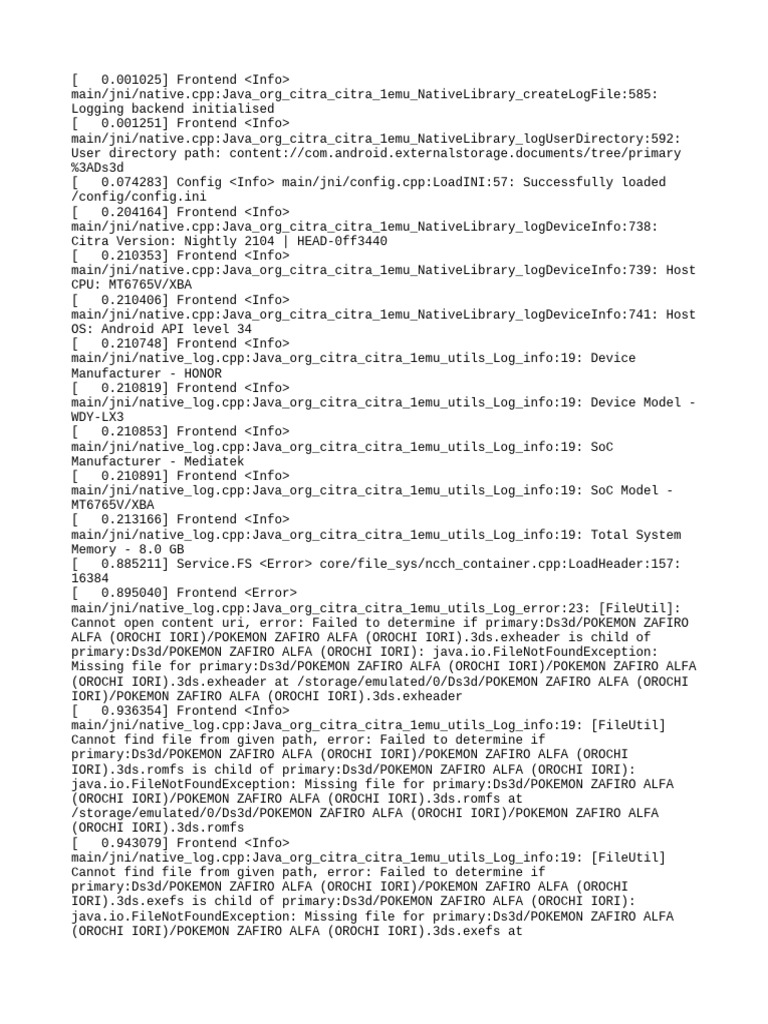 Citra Emulator Log Analysis | PDF | Computing | Computer Engineering