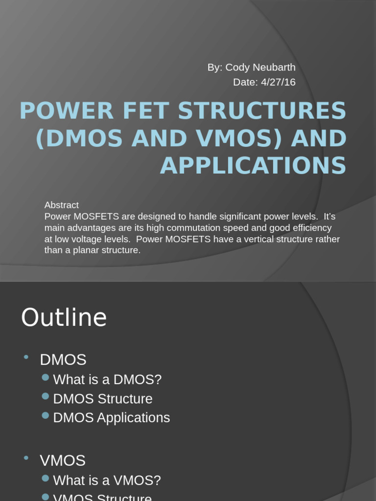 Power MOSFETs: DMOS & VMOS Overview | PDF