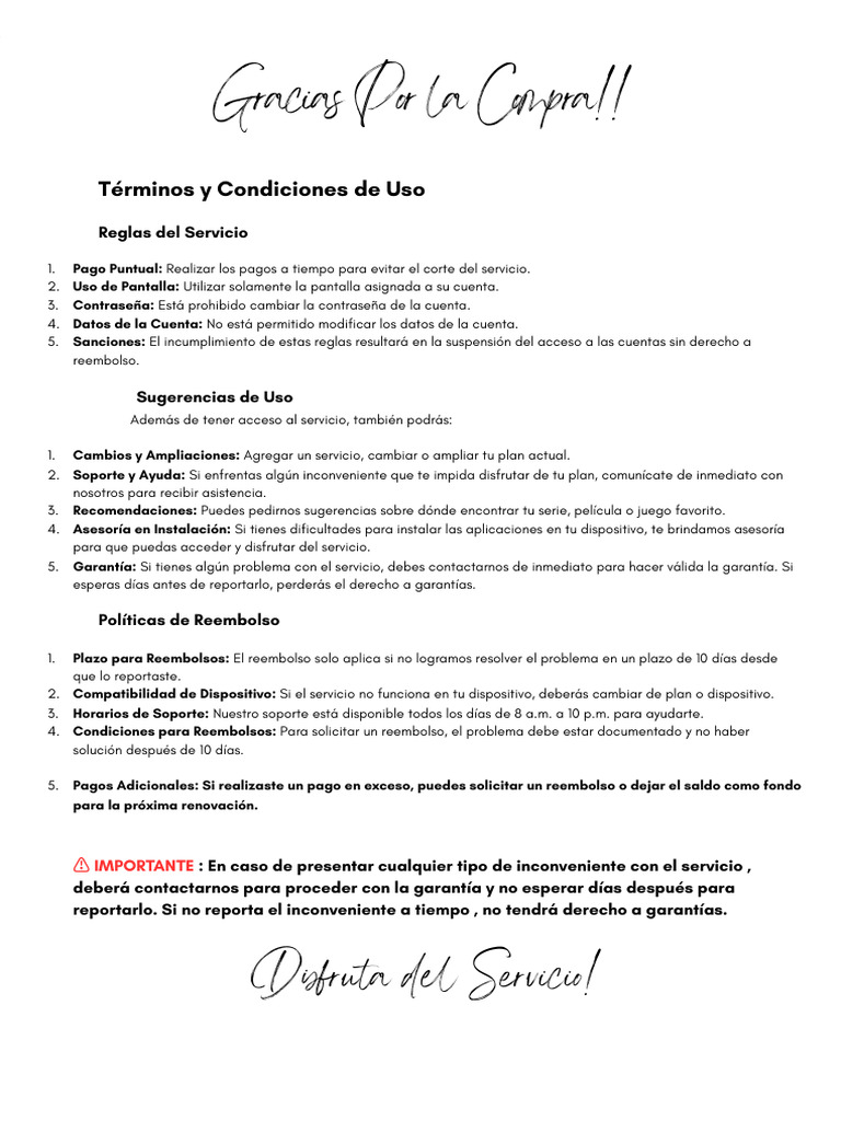 T%C3%A9rminos y Condiciones de Uso | PDF