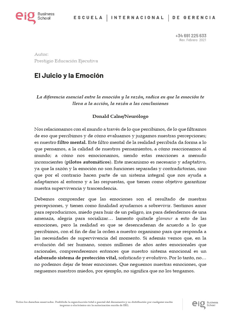Juicio y Emoción: Claves para la Adaptación | PDF | Las emociones | Mente