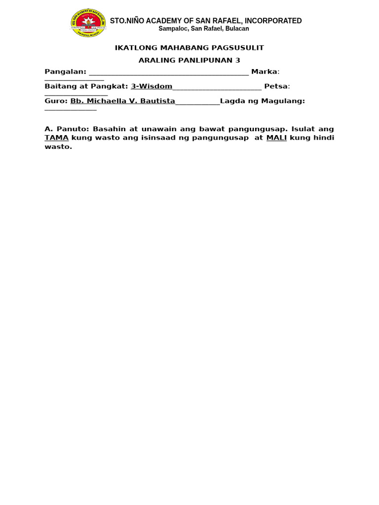Exam Template | PDF