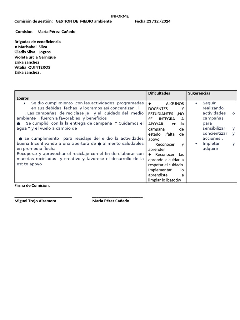 Informe Gestion De Riesgo Pdf