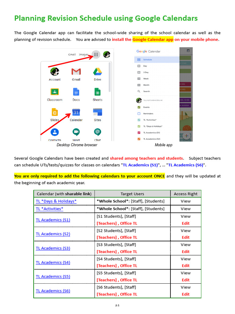 Google Calendar Revision Planning Guide | PDF | Icon (Computing ...
