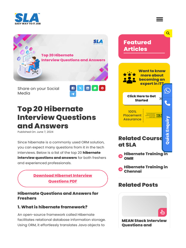 Top-20-Hibernate-Interview-Questions-and-Answers | PDF | Databases ...