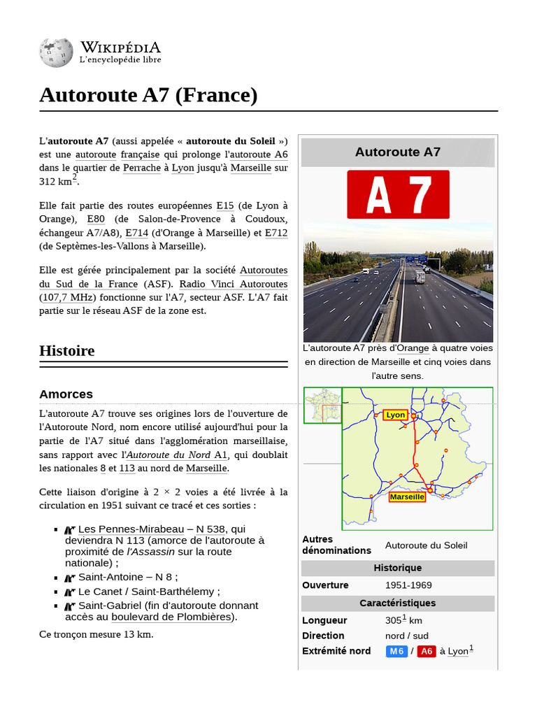 Carte des sorties autoroute A7 | PDF | Transport routier ...