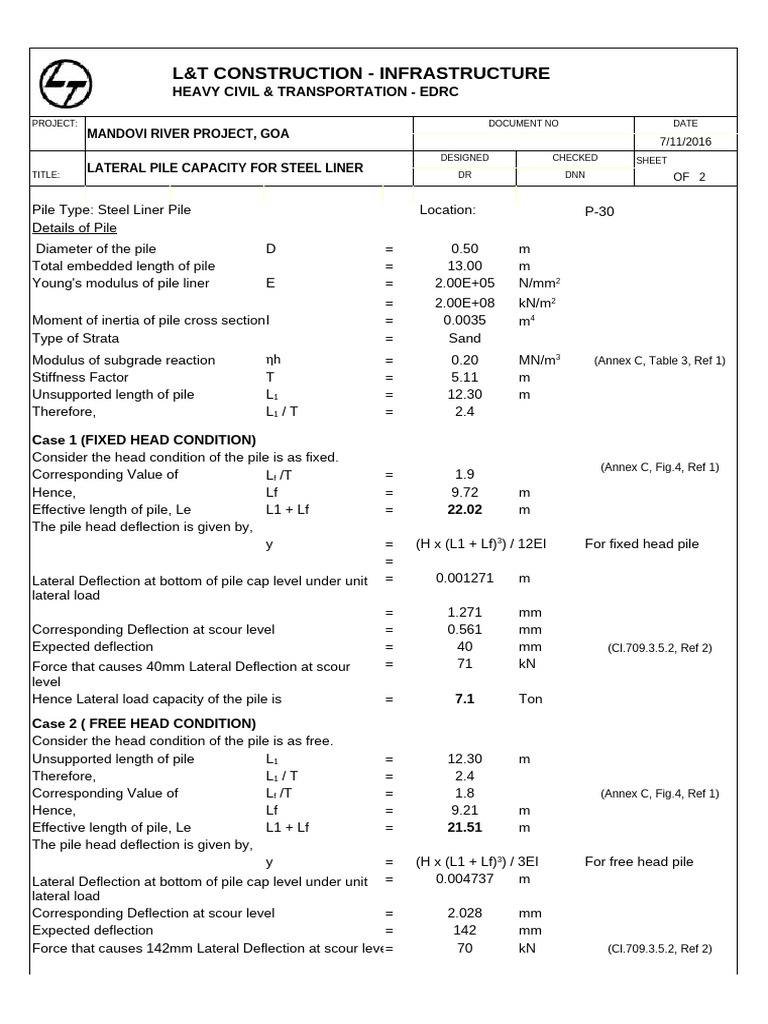 Lateral Load Capacity of Steel Piles | PDF | Deep Foundation ...