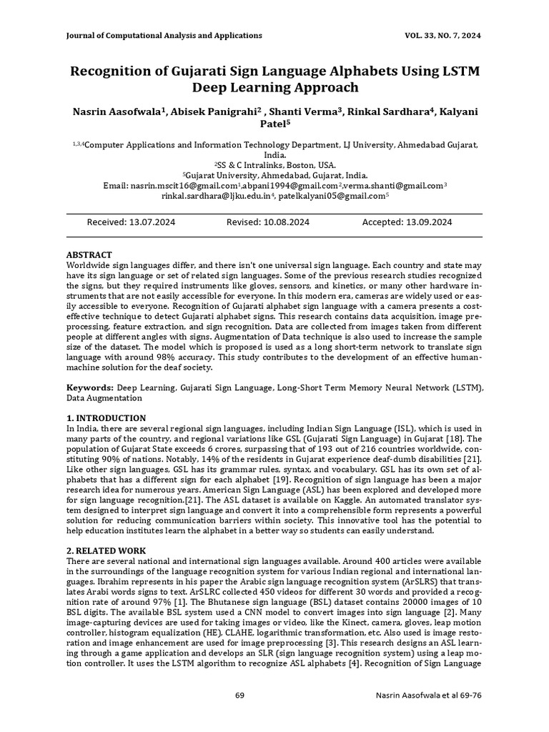 Gujarati Sign Language Recognition via LSTM | PDF | Deep Learning ...