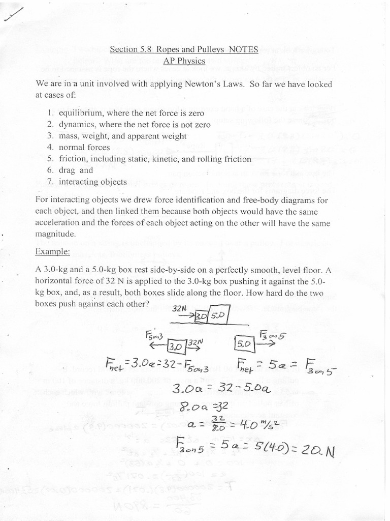 Section 5 8 ropes and pulleys notes answer sheet 2dfjswe pdf
