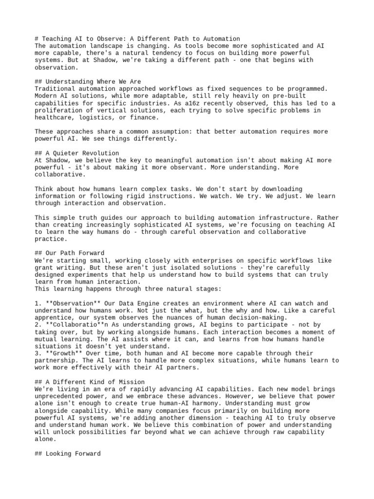 Teaching ai to observe a different path to automation pdf