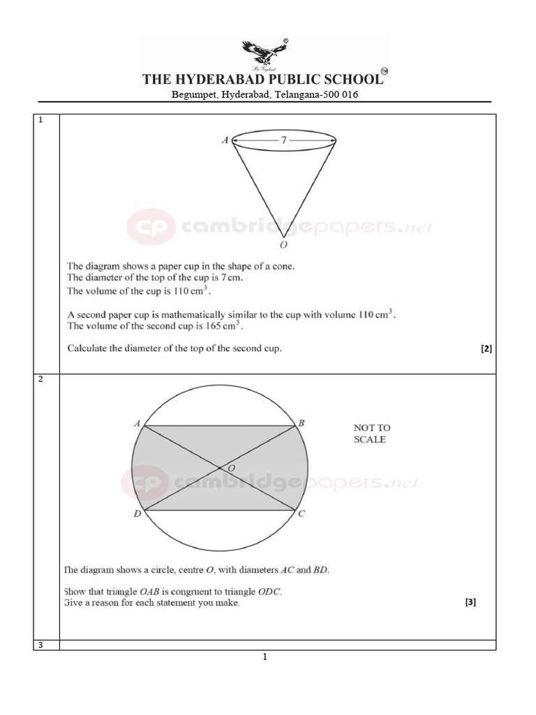 Math igcse grade 9 practice paper pdf