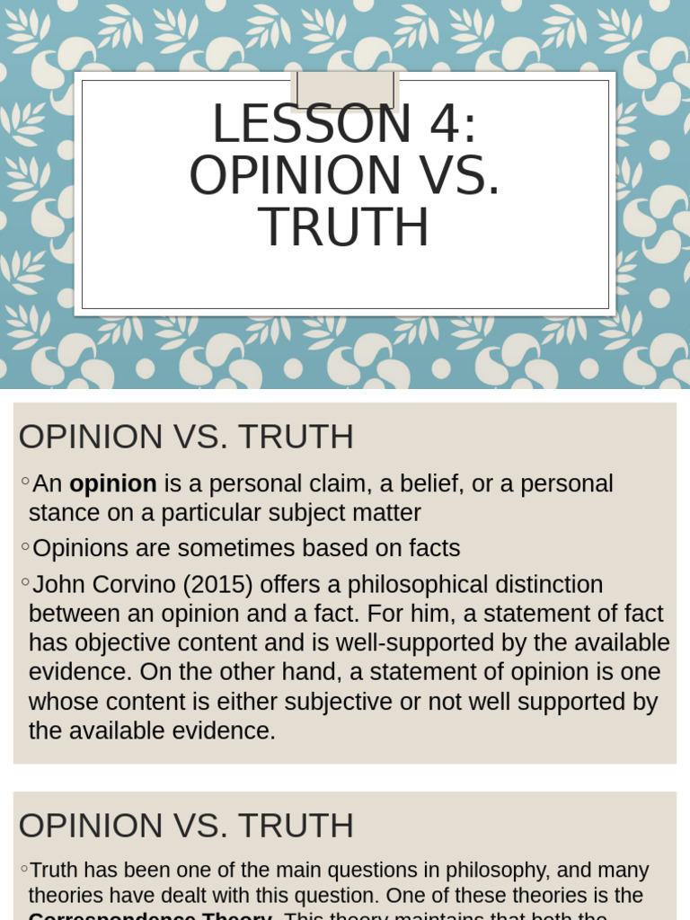Distinguishing Opinion From Truth In Philosophy Pdf Dialectic