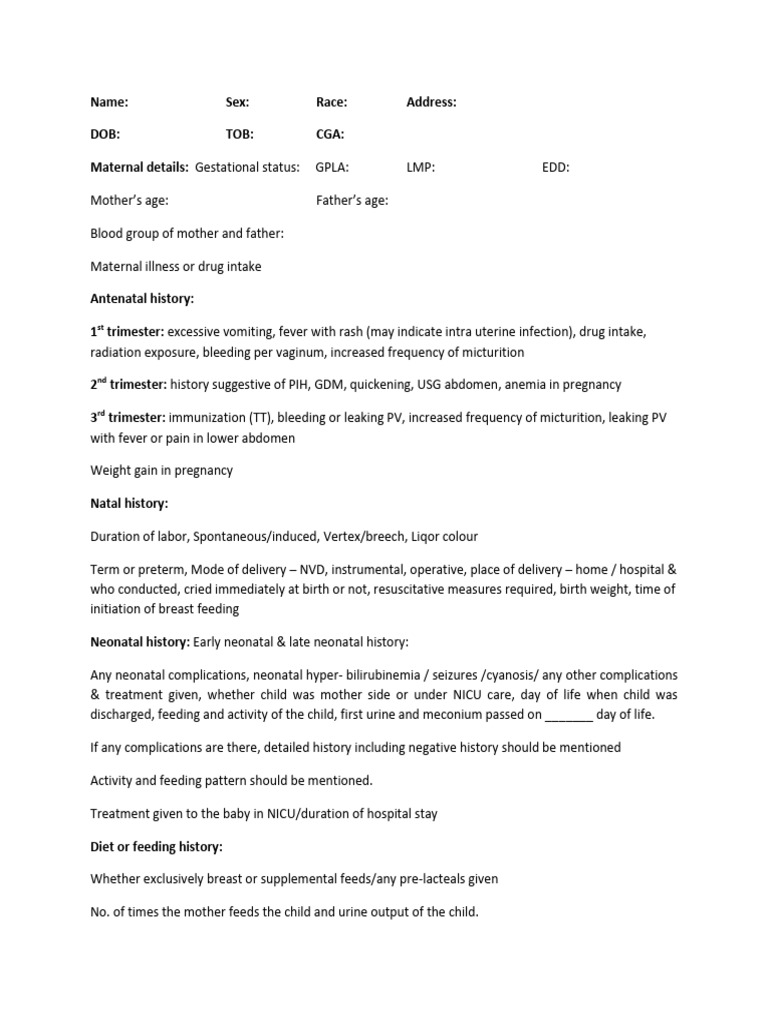 Neonatal Case Sheet | PDF | Pregnancy | Childbirth