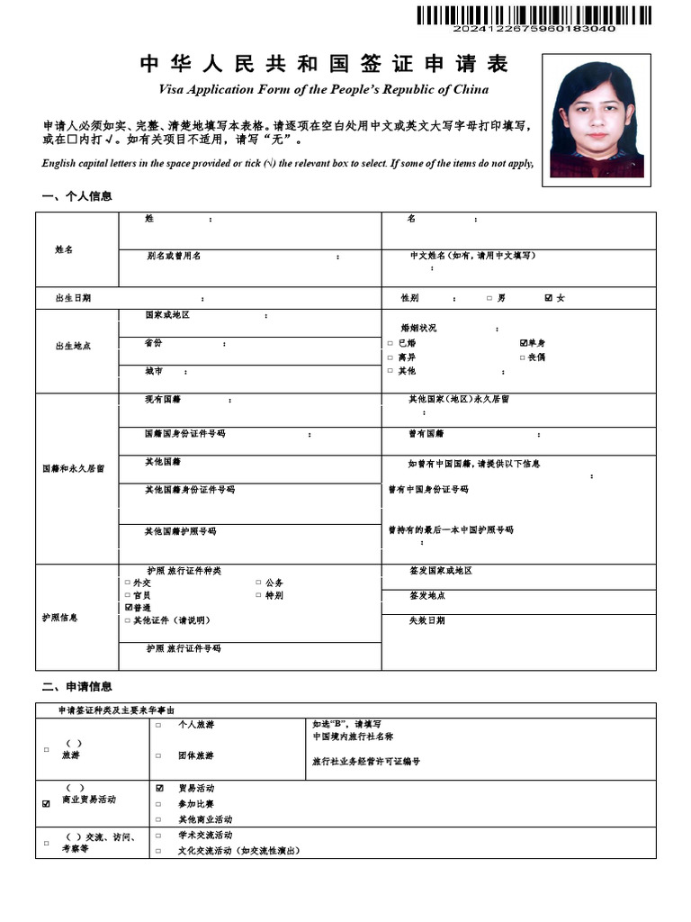 ApplyForm 2024122675960183040 | PDF | Travel Visa | Passport