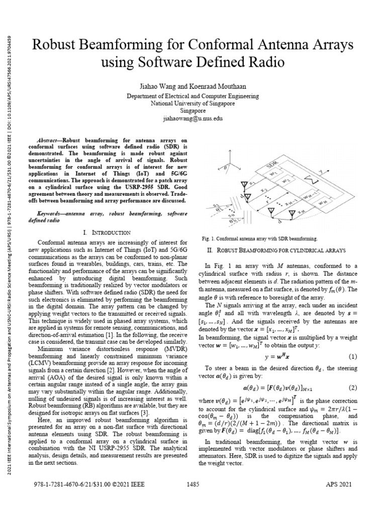 Robust Beamforming For Conformal Antenna Arrays Using Software Defined ...