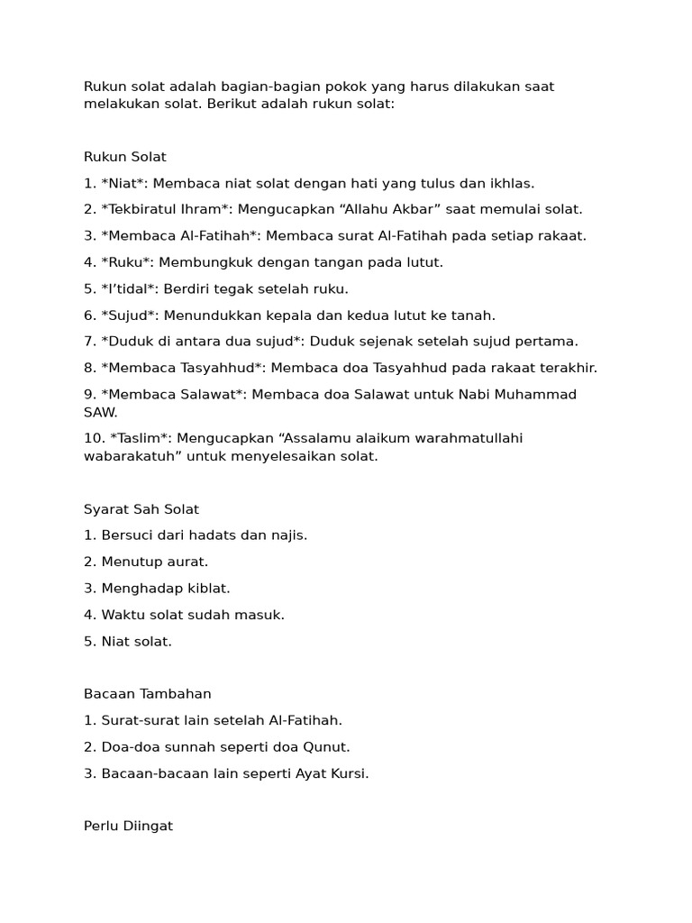 Rukun Solat | PDF