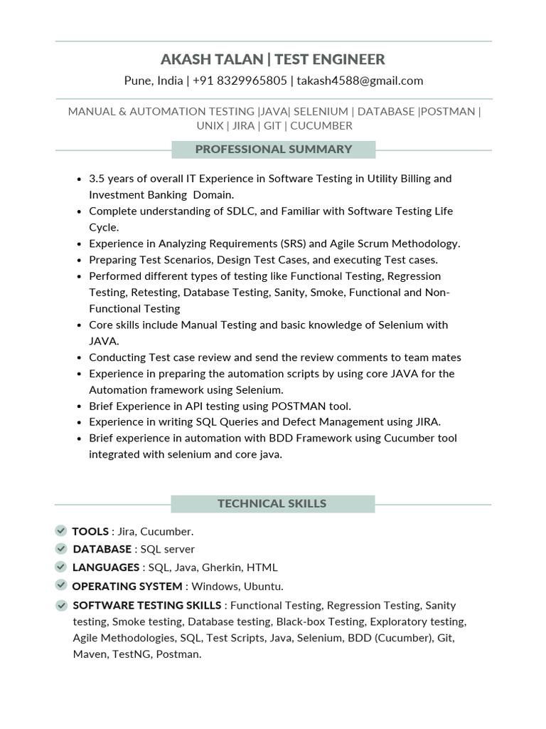 Akash Talan Test Engineer | PDF | Software Testing | Selenium (Software)