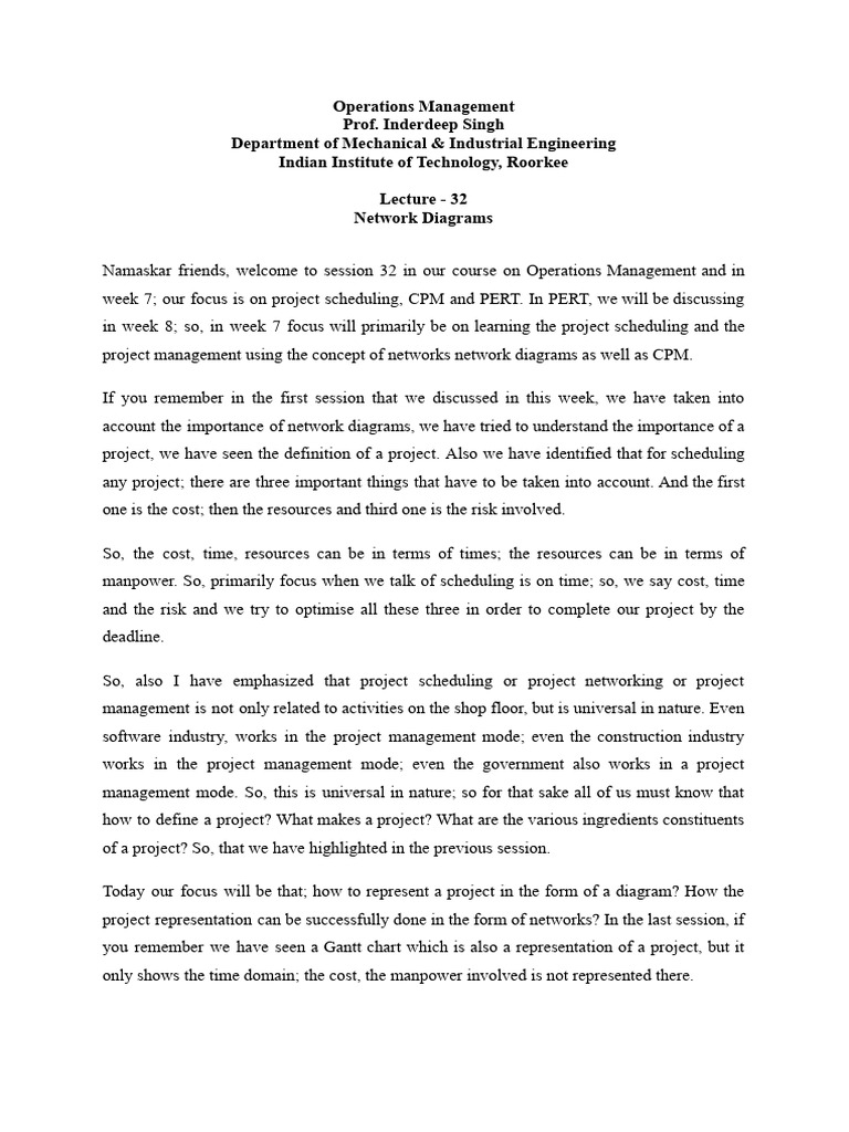 Network Diagrams Pdf Project Management