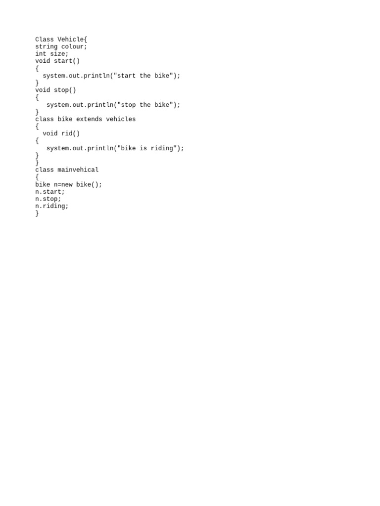 Java Vehicle Class Example | PDF