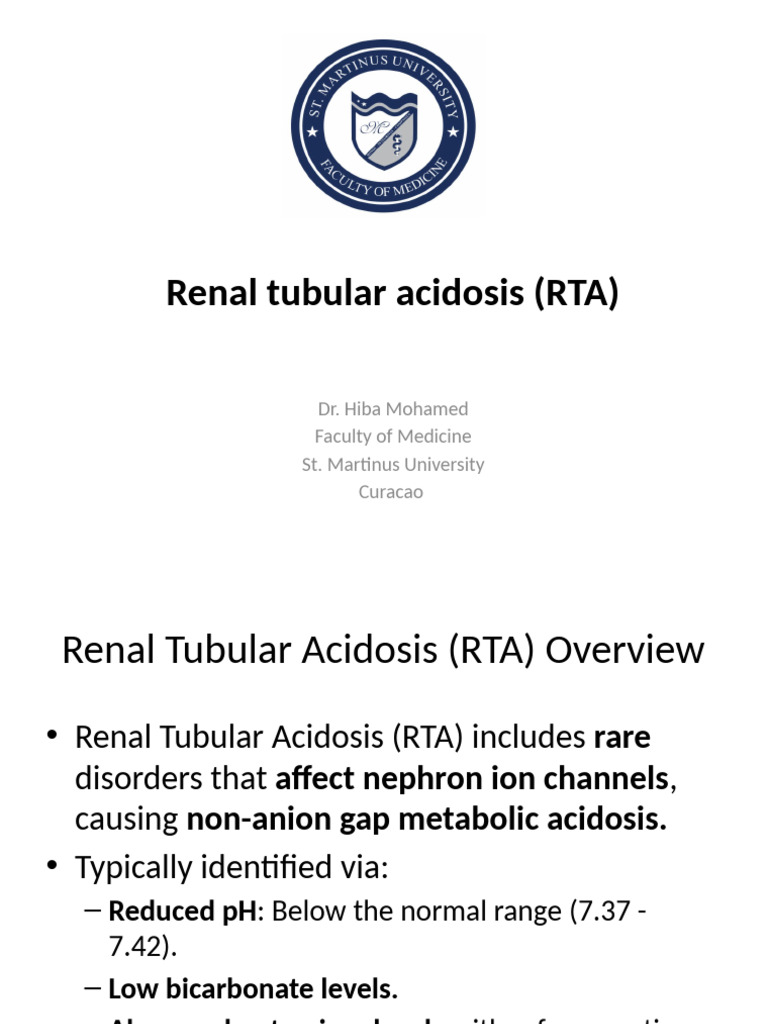 Understanding Renal Tubular Acidosis (RTA) | PDF | Medical Specialties ...