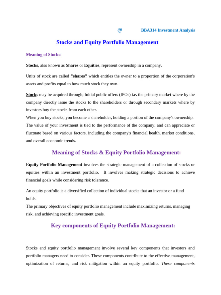 BBA314 - Vol6 - Stocks&EquityMgt Capital @ | PDF | Stocks | Preferred Stock