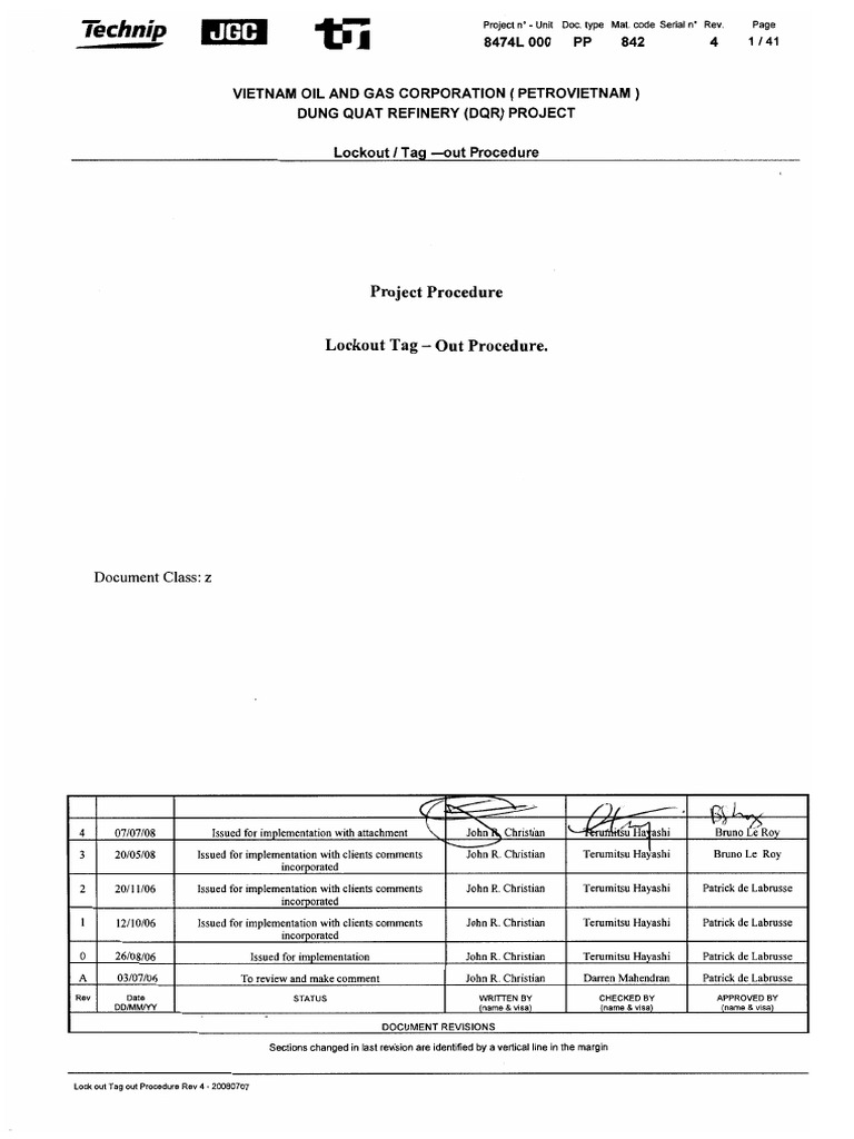 Lockout Tagout Procedure | PDF